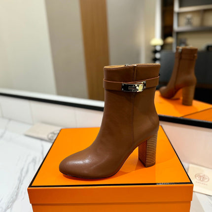 HM 26S ANKLE BOOTS 85 MM IN BROWN CALFSKIN