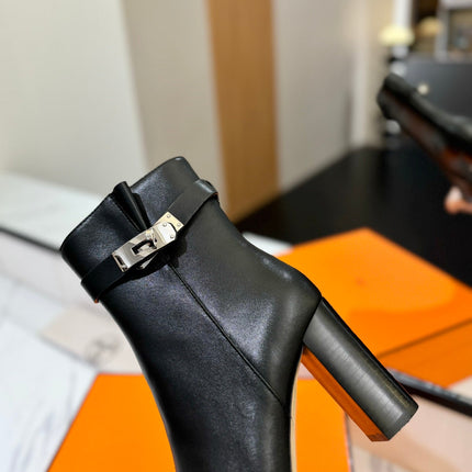 HM 26S ANKLE BOOTS 85 MM IN BLACK CALFSKIN