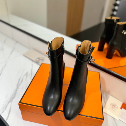 HM 26S ANKLE BOOTS 85 MM IN BLACK CALFSKIN