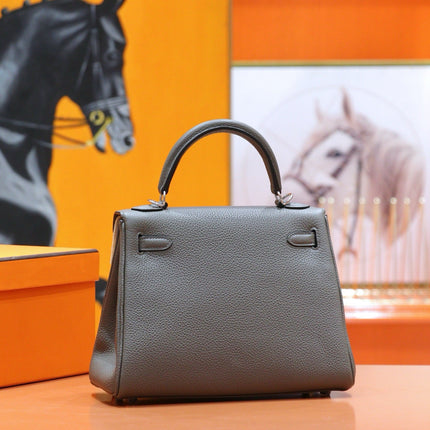 HM 25S KELLY BAG 25 CM IN GREY TOGO WITH SILVER HARDWARE