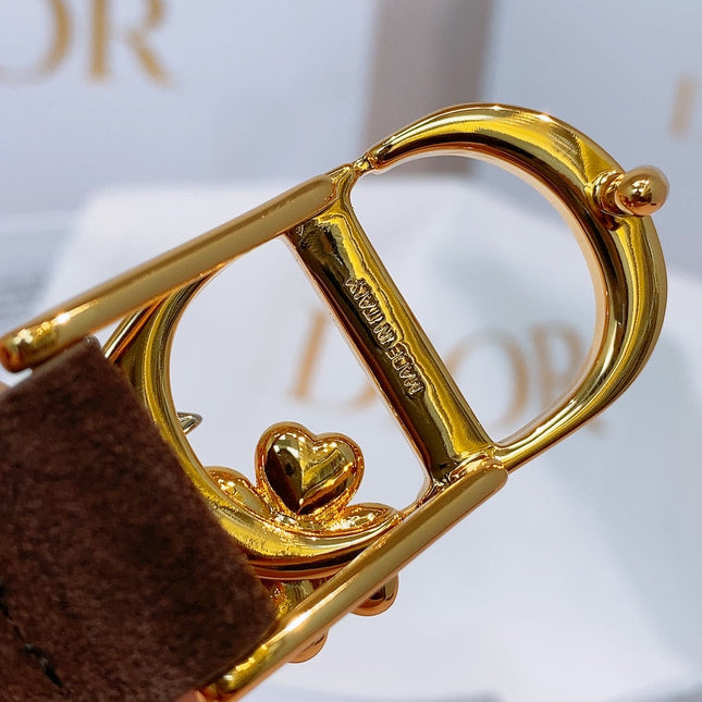 DIOR 26S BELT 20 MM IN DARK BROWN SUEDE 635760