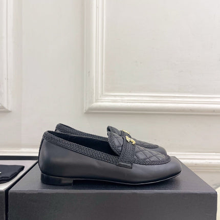 CHANEL 26S LOAFER MULES IN BLACK LAMBSKIN FABRIC