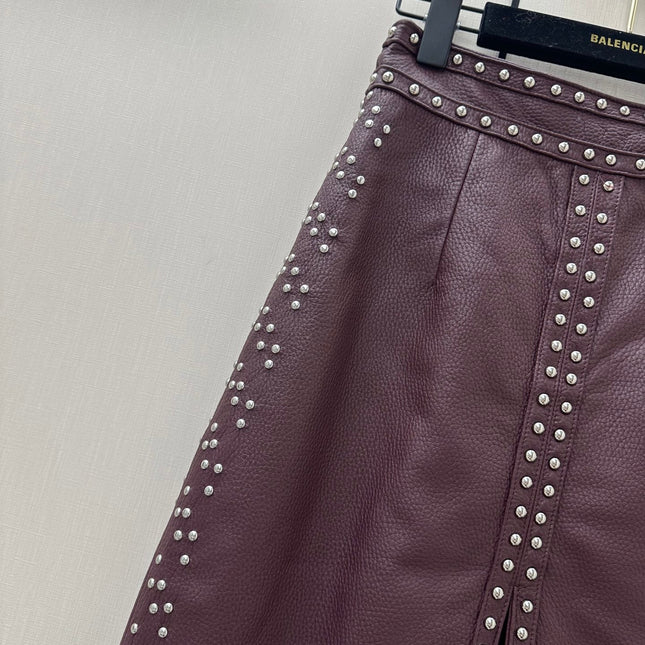 HERMES 26S LEATHER SKIRT 733
