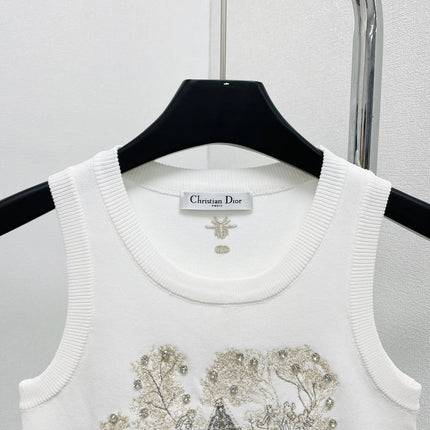 CD Star Embroidered Cropped Tank Top