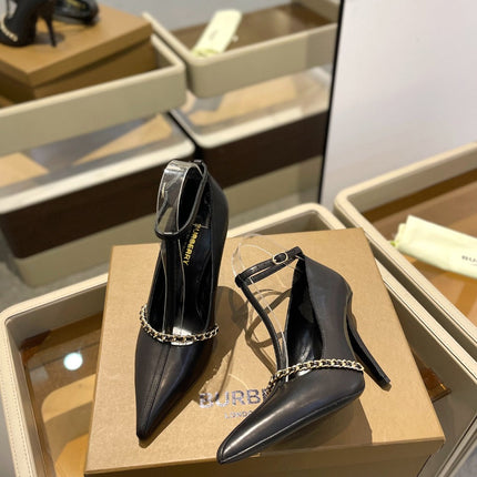 BURBERRY 26S HIGH HEELS 105 MM IN BLACK CALFSKIN