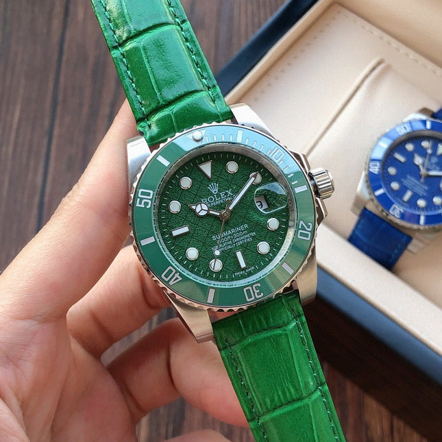 SUBMARINER DATE 40 CERAMIC BEZEL LEATHER STRAP